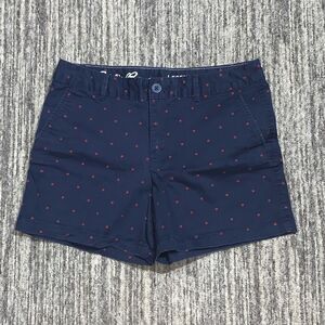 Eddie Bauer‎ Womens Size 4 Legend Wash Slightly Curvy Shorts Navy Blue Polka Dot